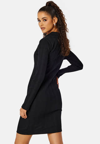 Badge Polo Collar Rib Dress