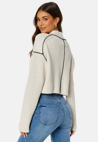 Contrast Seaming Loose Sweater
