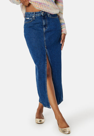 Front Split Maxi Denim Skirt