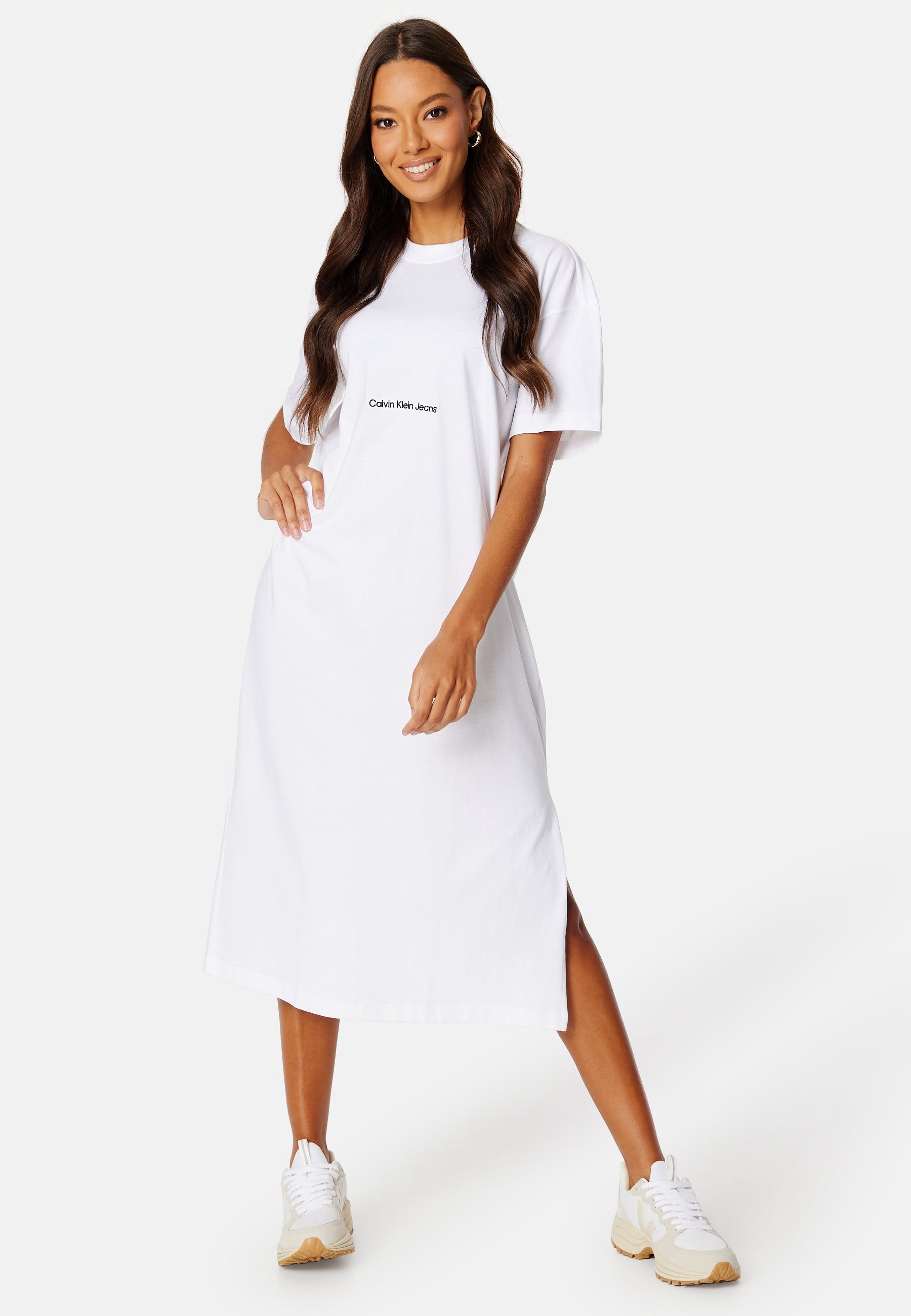Calvin klein jeans Institutional Long T-Shirt Dress campaign-outlet White Calvin klein jeans Institutional Long T-Shirt Dress campaign-outlet White