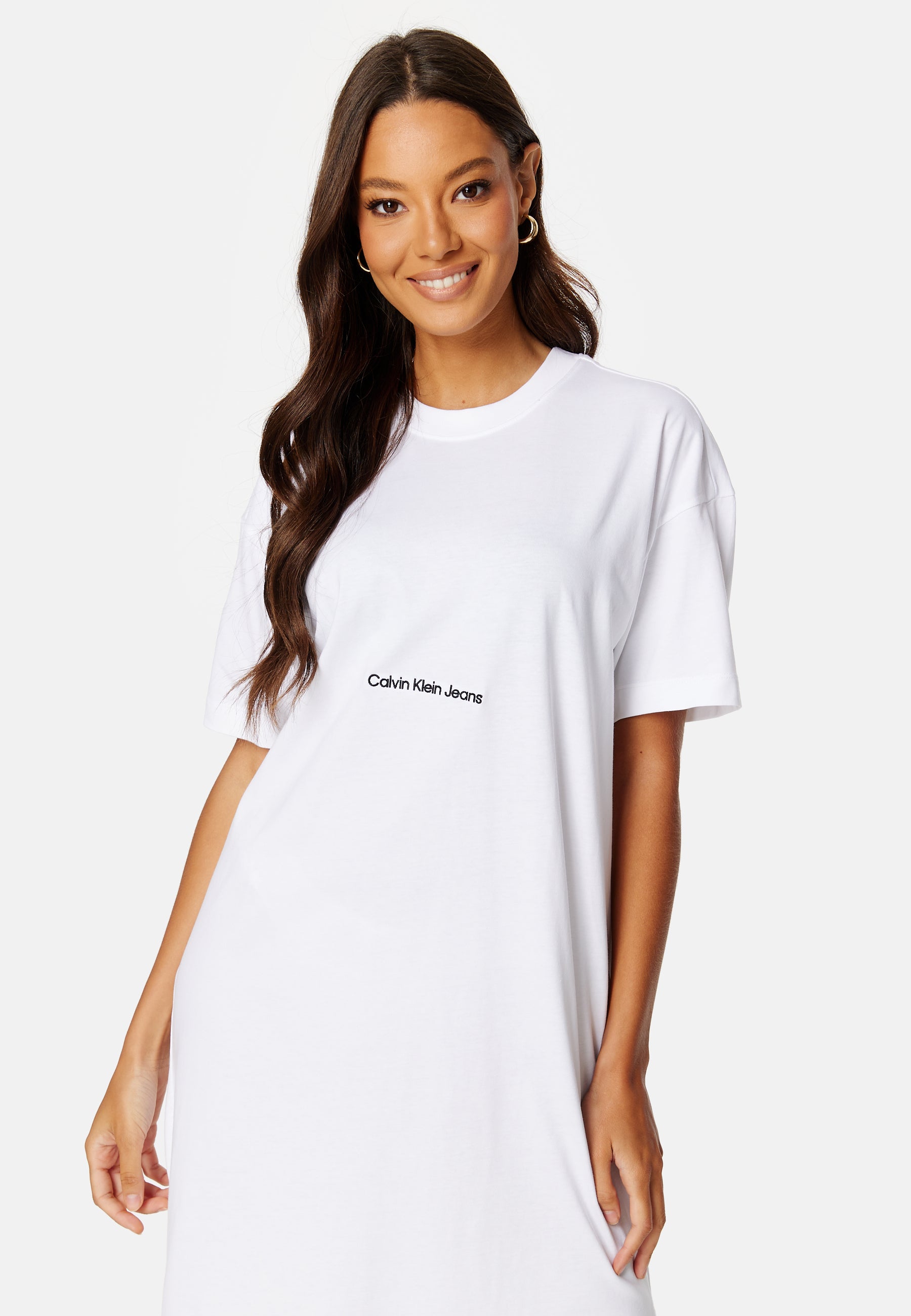 Calvin klein jeans – Institutional Long T-Shirt Dress – campaign-outlet –  White