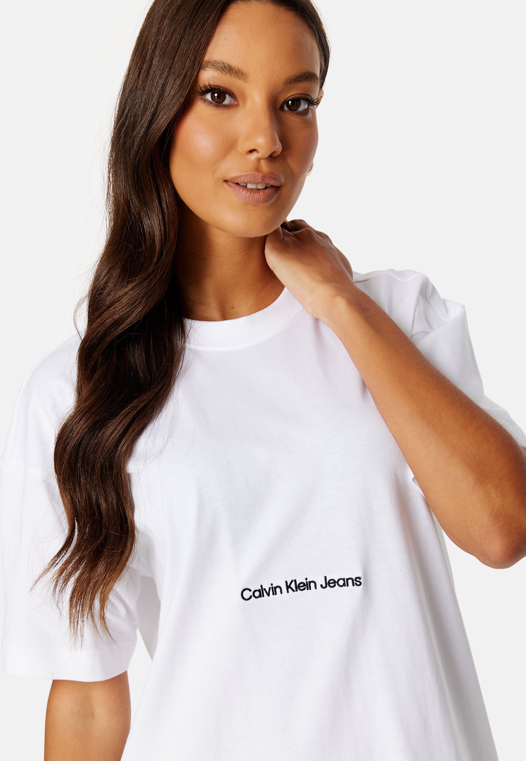 Calvin klein jeans – Institutional Long T-Shirt Dress – campaign-outlet – White Calvin klein jeans – Institutional Long T-Shirt Dress – campaign-outlet – White