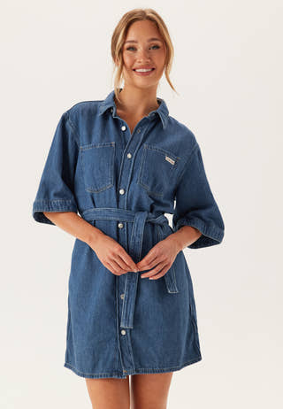 Linen Boxy Belted Shirt Dress