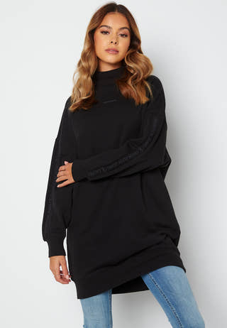 Logo Trim Mock Neck Dress
