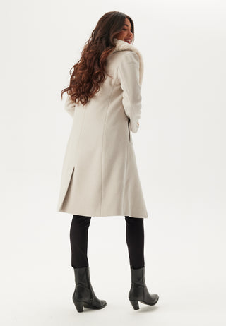 Fur Collar Wool Blend Coat