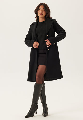 Fur Collar Wool Blend Coat