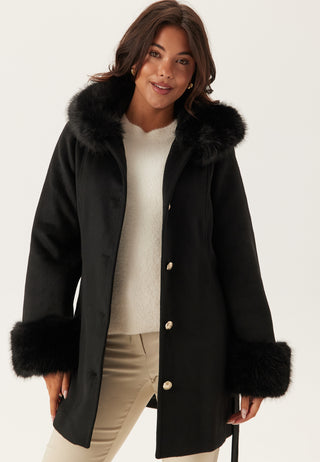 Hooded Wool Blend Coat