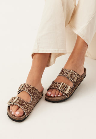 Leopard Two Buckle Sandal