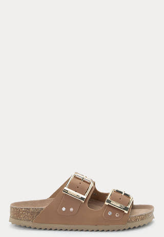 Two Buckle Sandal Nubuck Stras