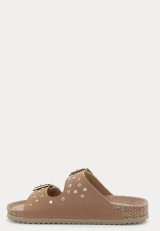 Two Buckle Sandal Nubuck Stras