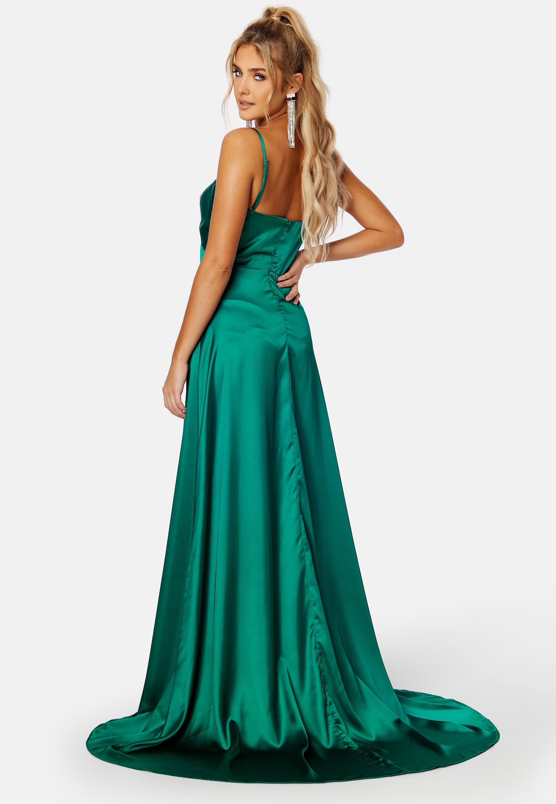 Elle zeitoune – Magnolia Satin High Slit Dress – Ball gowns – Green