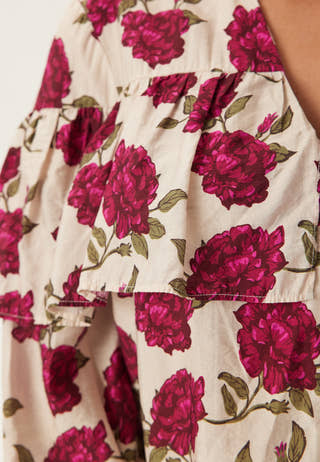 Printed Frill Blouse