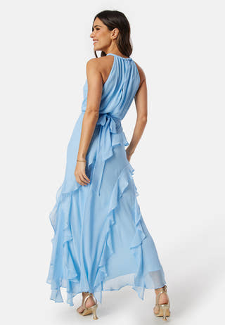 Bridie Halter Neck Ruffle Maxi Dress
