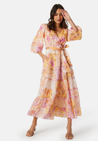 Imogen Tiered Wrap Midi Dress