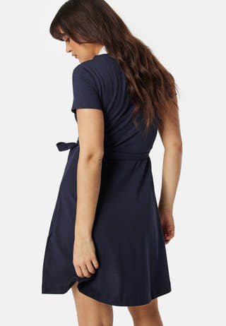 Contrast Collar Pique Dress