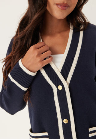Contrast Knit Cardigan