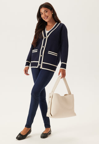 Contrast Knit Cardigan