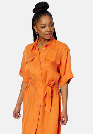 Flap Pocket Shirt Dress