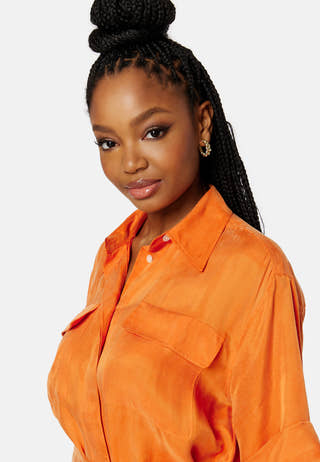 Flap Pocket Shirt Dress