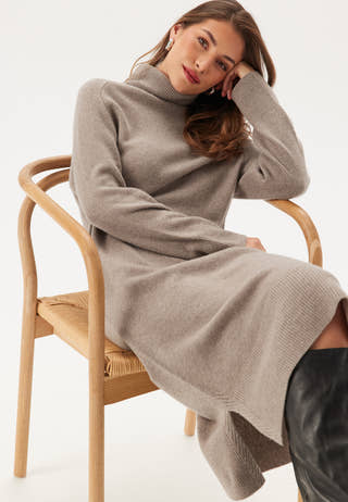 Herringbone Detail Rollneck Dr