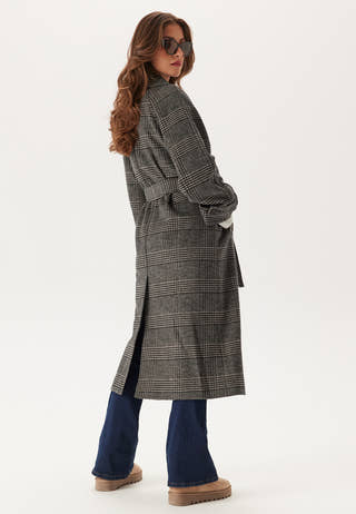 Large Checked Wool Trench Coat