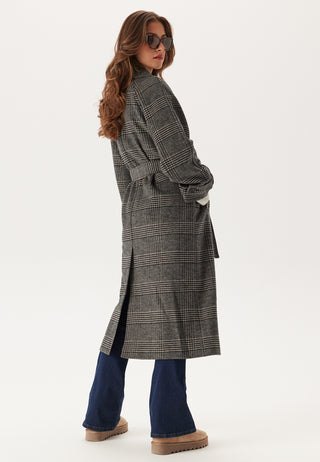 Large Checked Wool Trench Coat