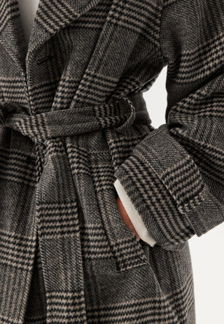 Large Checked Wool Trench Coat