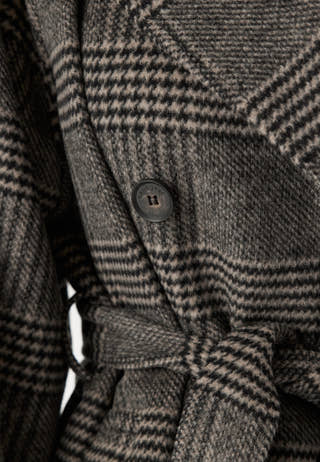 Large Checked Wool Trench Coat