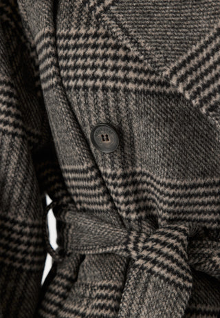 Large Checked Wool Trench Coat