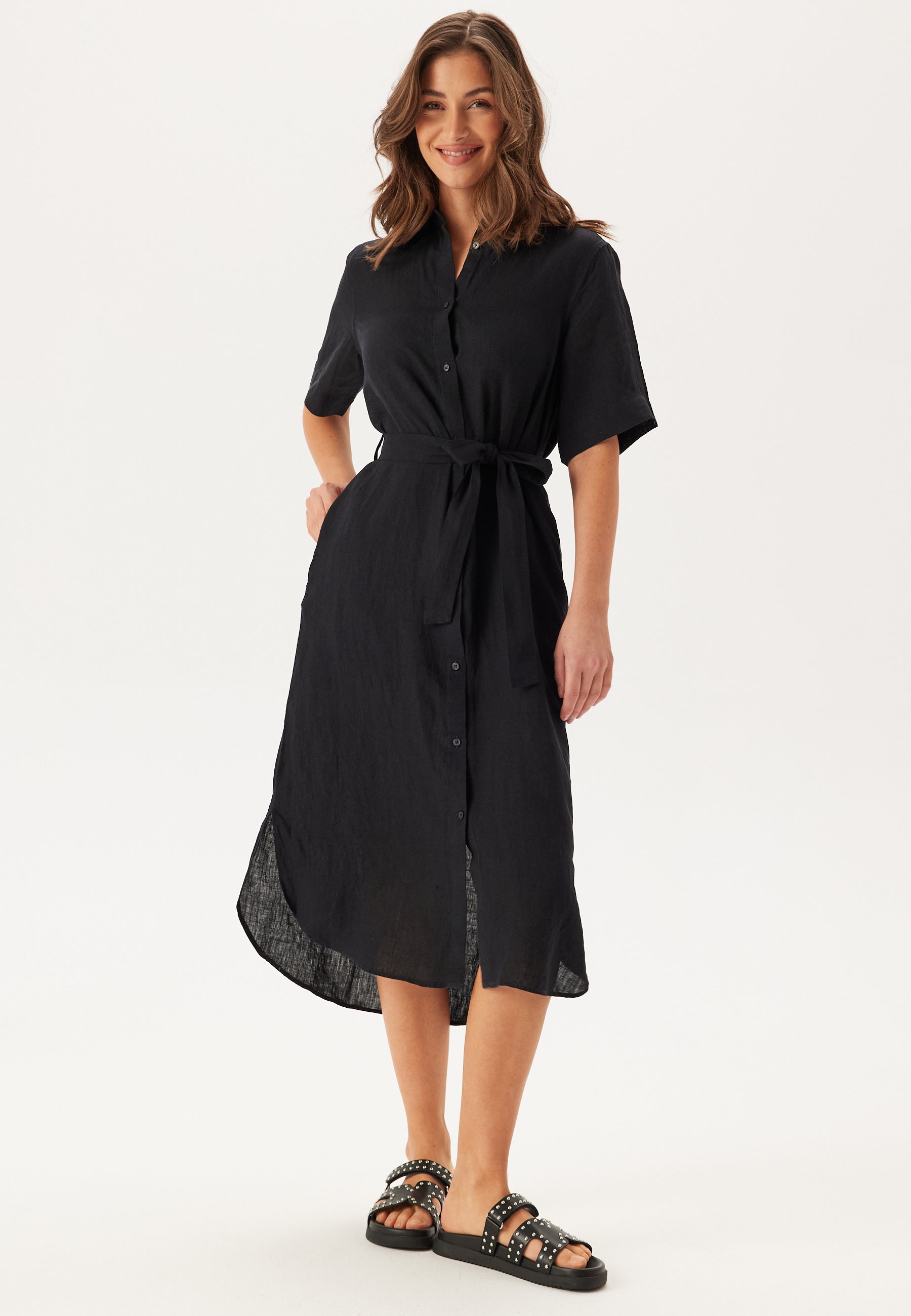 Reg Linen Ss Shirt Dress Reg Linen Ss Shirt Dress
