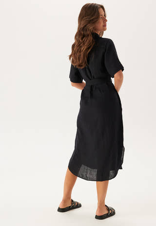Reg Linen Ss Shirt Dress