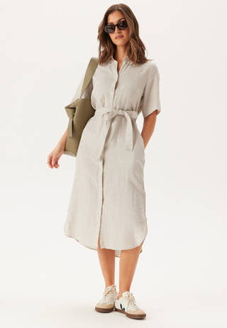 Reg Linen Ss Shirt Dress