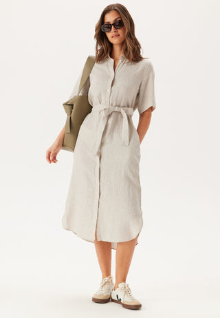 Reg Linen Ss Shirt Dress
