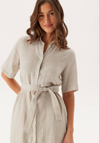 Reg Linen Ss Shirt Dress