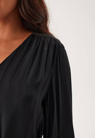 Relaxed Satin Stripe Shirt Dress