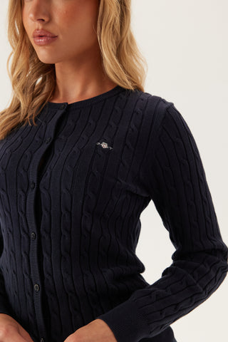 Stretch Cotton Cable Cardigan