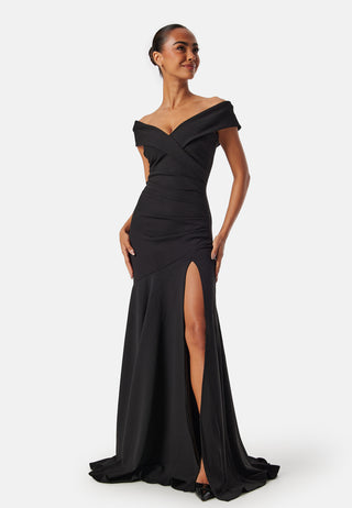 Bardot Pleat Maxi Split Dress