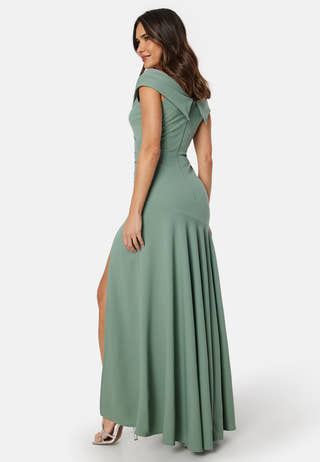 Bardot Pleat Maxi Split Dress