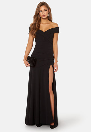 Bardot Pleat Maxi Split Dress