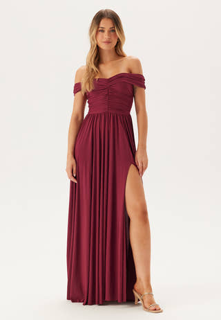 Bardot Rouched Maxi Split Dress