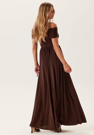 Bardot Rouched Maxi Split Dress