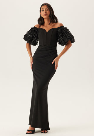 Bardot Ruffle Sleeve Maxi Dress