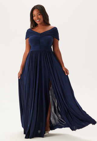 Bardot Rouched Maxi With Split