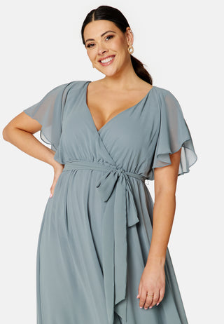 Flutter Sleeve Chiffon Maxi Curve Dress