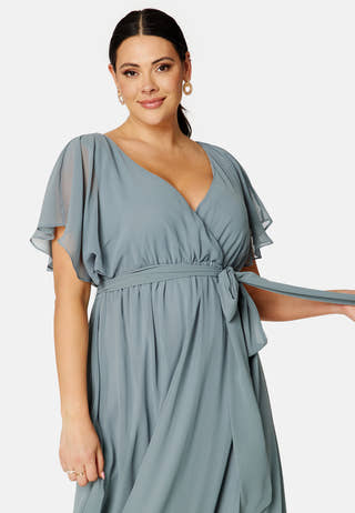 Flutter Sleeve Chiffon Maxi Curve Dress