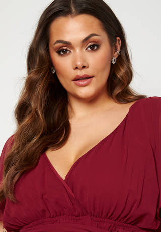 Flutter Sleeve Chiffon Maxi Curve Dress