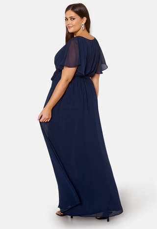 Flutter Sleeve Chiffon Maxi Curve Dress