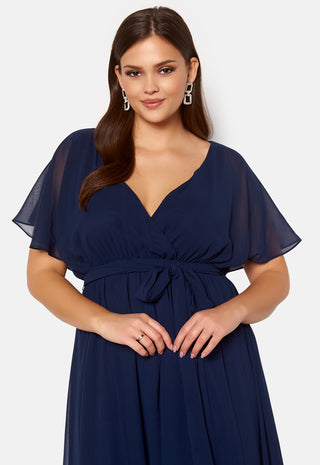 Flutter Sleeve Chiffon Maxi Curve Dress