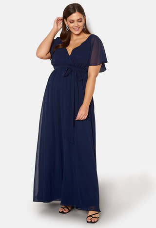 Flutter Sleeve Chiffon Maxi Curve Dress