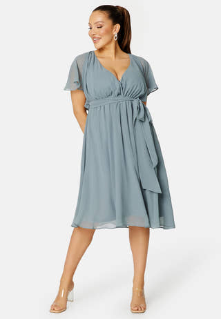 Flutter Sleeve Chiffon Midi Dress
